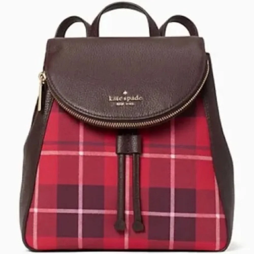 Kate Spade leila medium flap Plaid Backpack